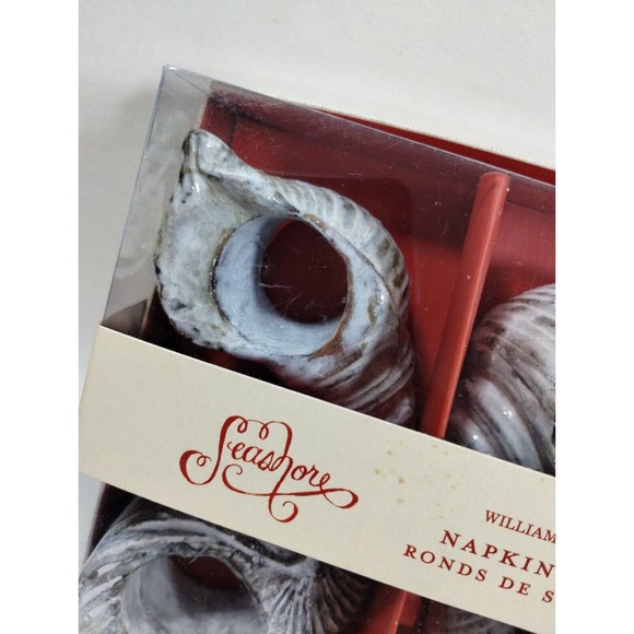 Williams Sonoma Seashore (4) Napkin Rings Sea Shell Beach Nautical Large Holders - Picture 6 of 7